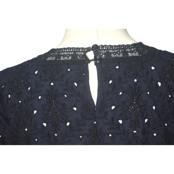 Athe Vanessa Bruno Black Cotton Embroidered Eyelet Top Victorian Goth 34 S - Picture 5 of 9
